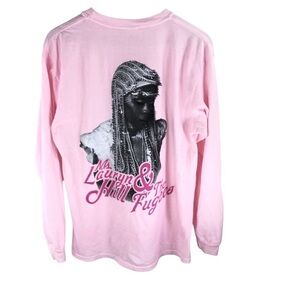Lauryn Hill & The Fugees 25th Anniversary L/S Tee Graphic T Shirt Pink Cotton